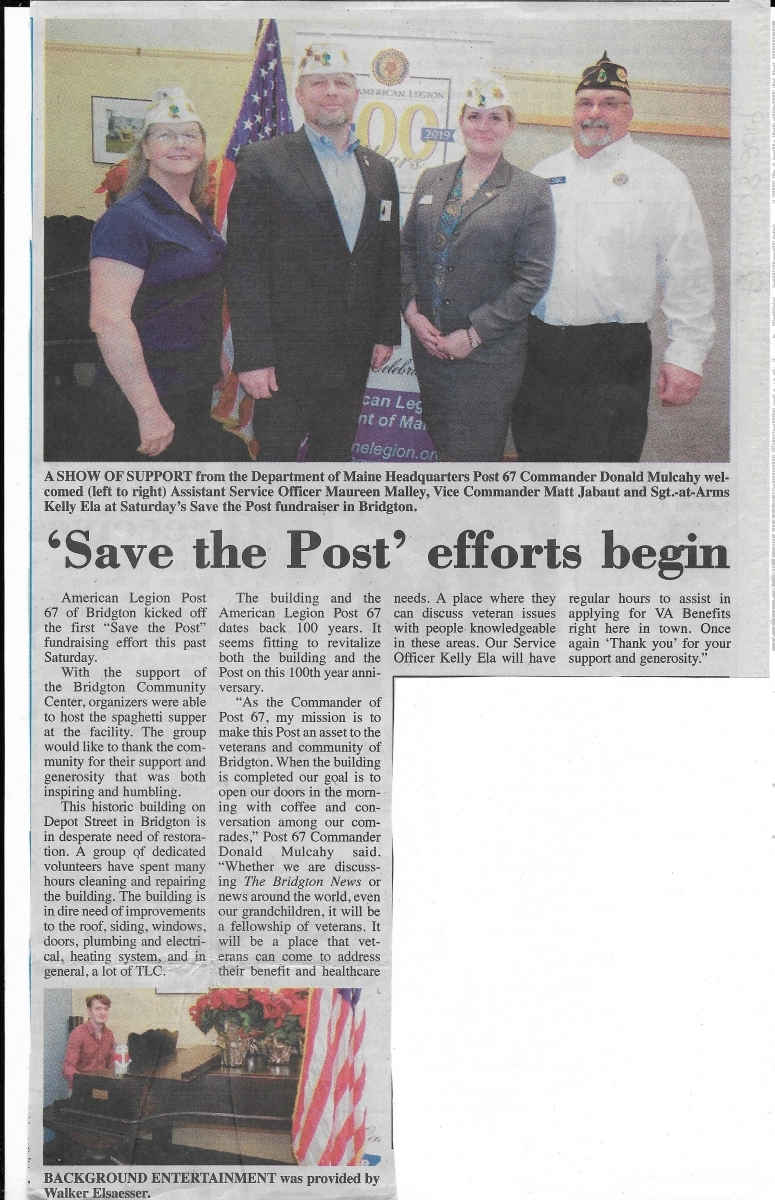 Newspaper articles/photos of Post 67 The American Legion Centennial